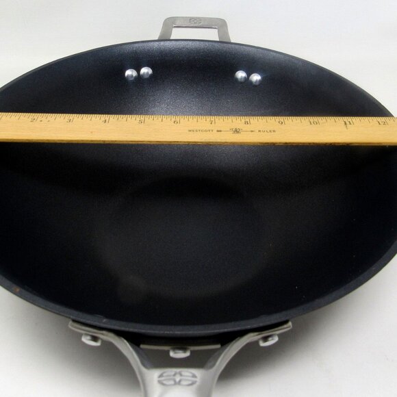 Calphalon 12" Wok with Cover Signature Hard-Anodized Nonstick 2nd Helper Handle - Picture 8 of 10